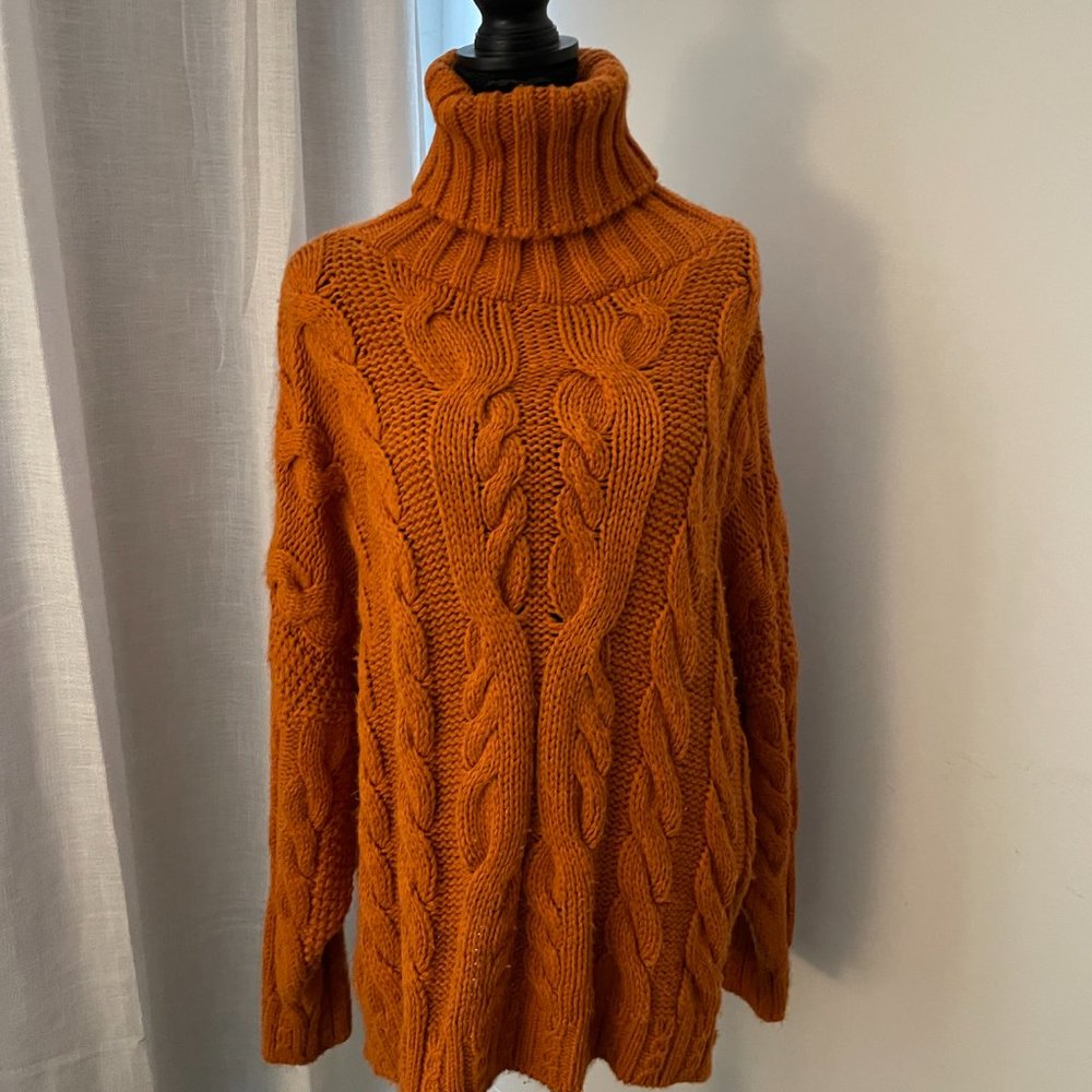TOPSHOP CHUNKY BURNT ORANGE  TURTLENECK Like New